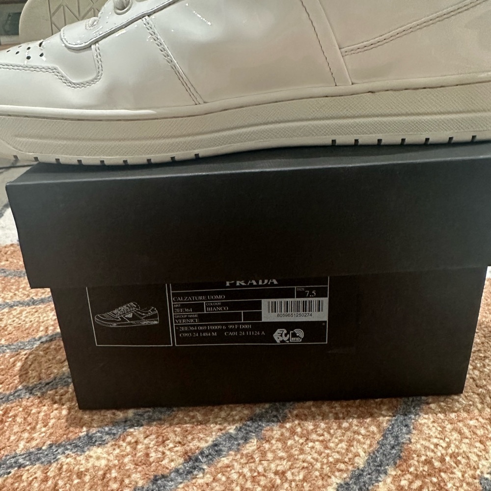 Prada Men’s Vernice Patent Leather Low-Top Sneakers - Picture 13 of 13